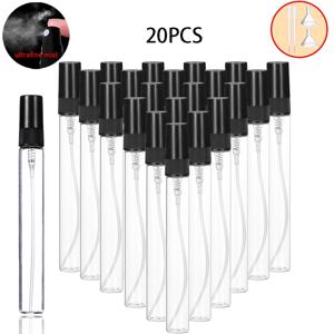 20개 5/10ml 유리 미니 향수 샘플병, 미세 분무 재충전 가능한 빈 미니 스프레이 병, 향수 여행용 액체 에센셜 오일용 향수 샘플 스프레이병, 블랙