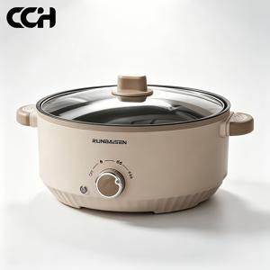 [CCH] 유럽 표준 24CM 직경 단층 전기 냄비, 전기 핫팟, 전기 조리 기구, 다기능 올인원 냄비, 국/볶기/밥/죽/핫팟 조리 가능