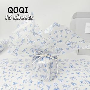 파란 토끼 패턴, 20X14인치, 얇은 종이, 선물 포장, 의류 습기 방지, 와인 포장, 선물 상자 채우기, 약한 물품 보호, 생일, 발렌타인데이, 크리스마스 선물 장식에 적합