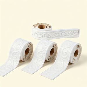 4롤 3D 플렉시블 폼 벽 장식, 왕관 모양의 떼어내어 붙이는 스티커, 폭 5.05cm, 길이 4.6미터, 자가 접착식 걸레받이, 장식용 벽지 프레임, 뒷면 포함, 벽지 프레임용