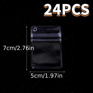 24개 투명 PVC 자체 밀봉 백, 걸이 구멍 및 스테이플 모서리 포함, 투명 밀봉 미니 보관 백, 주얼리, 신분증, 여행 서류에 적합, 다용도 사무용품 공예 용품