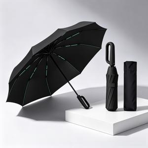 8갈래 이중 강화 프레임 접이식 우산, 원터치 자동 개폐 우산과 카라비너 손잡이, 일상 통근을 위한 컴팩트하고 가벼운 휴대용 여행용 우산, 바람에 강한 튼튼한 접이식 우산, 다양한 색상 제공