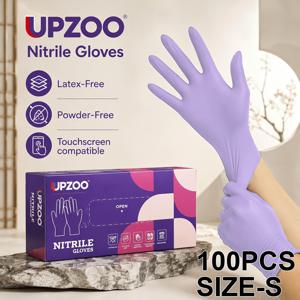 UPZOO P 라이트 퍼플 니트릴 일회용 장갑 100개입 박스 세트, 페인팅, 반려동물 목욕, 제모, 일상 청소, 실용적인 가정용으로 적합