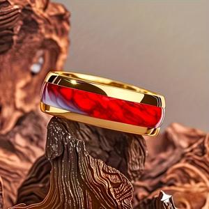 8mm 남녀공용 티타늄 스틸/304 스테인리스 스틸 반지, 레드 블러드스톤 디자인 - 모던 웨딩 밴드, 스타일리시한 발렌타인데이/아버지의 날 액세서리, 미니멀하면서도 고급스러운 룩, 로맨틱 선물, 우아한 디자인