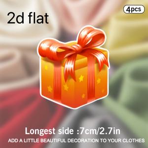 2D 플랫 컬러풀 선물 상자 4개 세트, 오렌지 손으로 제작된 열전사, 의류에 적합, 전사 스티커, 프로젝트, 티셔츠, 스웨트셔츠, 청바지, 캔버스 가방 등에 이상적, 열 프레스 스티커, 내구성이 좋고 세탁 가능