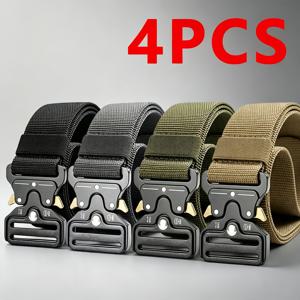 남성용 퀵 릴리스 버클 디자인 새로운 전술 벨트 4개 세트, 야외 활동, 직장, 하이킹, 등산용, 캐주얼 팬츠 또는 등산복과 잘 어울림