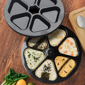6-in-1 삼각 스시 롤 몰드, 다중 슬롯 주먹밥 성형 몰드, 식품 등급 스시 제작 도구, 집에서 만드는 도시락에 적합, 육각형 주먹밥으로 가족 일상 샌드위치 빠르게 준비