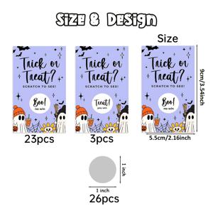 26개 할로윈 스크래치 카드 (모기파리 디자인) - 23개 미승인 카드, 3개 승인 카드, 파티 게임, 욕조 로또, 할로윈 파티 용품, 홈 파티 활동, 할로윈/크리스마스 즉석 승리/패배