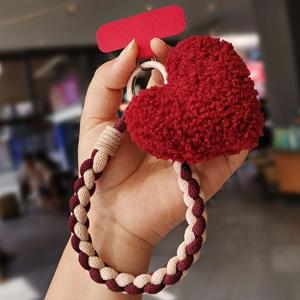 하트 모양 니트 휴대폰 랜야드 손목 스트랩 - 분실 방지 핸즈프리, 야외 여행, 쇼핑, 스마트폰 및 태블릿용, 스마트폰, 태블릿, 이어폰용 내구성 있는 짧은 랜야드