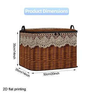 2D 평면 프린팅 흰색 레이스, 갈색 직조 프린트 뚜껑형 접이식 수납함, 다용도 정리함 (침실 의류 수납, 가정용 수납 및 사무실 책상 정리함), SUV 뒷좌석 선반 바구니에 적합