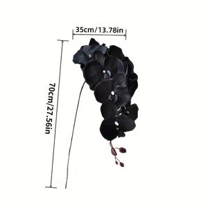 [인조 난초] 4개입 인조 난초 부케 | 블랙, 그레이블루, 버건디 파ランợ프시스, 사실적인 꽃잎 디테일, 색바램 방지 플라스틱 꽃, 가정 장식, 결혼식, 파티, 축제 행사용