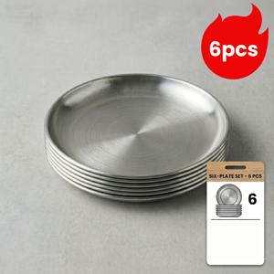 초밥, 바베큐, 구이, 과일, 디저트용 두꺼운 접시 6개 세트, 원형 스테인리스 스틸 디너 플레이트, 작은 접시, 음료용 식기 세트 > 식기류 > 두꺼운 디너 플레이트 - 야외 캠핑, 결혼식에 적합