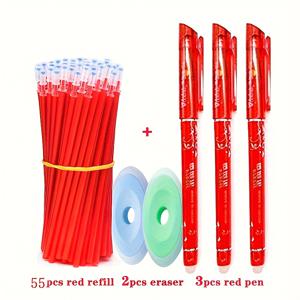 60개/세트 지워지는 펜 리필 스틱 0.5mm 매직 지워지는 젤 펜 워셔블 핸들 사무용 문구, 학용품, 선생님 선물로 매우 적합, 신학기 사무용 문구