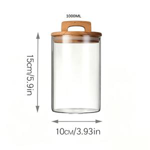 700/1000/1250/1400ml 손잡이 유리 보관용기, 커피콩, 사탕, 과자, 면류, 차용 밀폐 유리 용기 - 공간절약형 주방 필수품