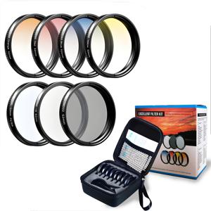 7-In-1 휴대폰 렌즈 필터 키트 52mm/2.05인치 UV 블루 레드 라이트 필터 CPL ND 별 필터 (모바일 카메라 비디오 브이로그 인물 촬영용)