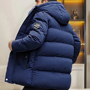 남성용 두꺼운 보온 방풍 겨울 재킷 - 캐주얼하고 다용도로 활용 가능한 아웃도어 하이킹 재킷, 사이드 포켓, 지퍼 클로저, 100% 폴리에스터 섬유, 추운 날씨에 적합, 하이킹 액세서리, 중간 길이 패딩