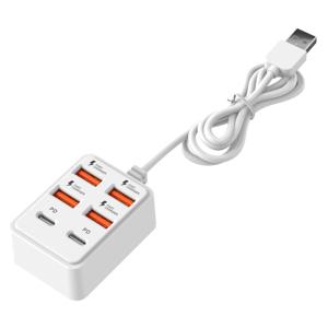 66W 4/6포트 고속 충전기 연장 멀티 장치 동시 충전 허브 | +2Type-C/4Usb+2Type-C 변환 소켓, 차량용 파워 , 여행용 파워 허브, 슬림형 충전 베이스, 고속 충전, 파워 어댑터 허브, 멀티 포트 충전기