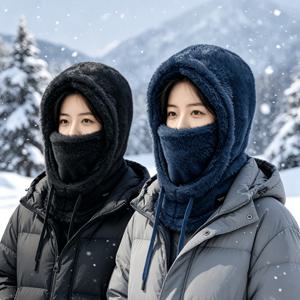 남녀 공용 겨울 플리스 발라클라바 모자 2개 세트, 방풍 및 보온 기능이 있는 목 보호대, 스키, 사이클링, 야외 스포츠를 위한 커플 및 가족용 모자