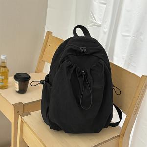 드로스트링 경량 나일론 백팩, 멀티 포켓 조절 가능한 스트랩 캐주얼 데이팩, 여행 학교 통근 데일리 사용, 패션 숄더백