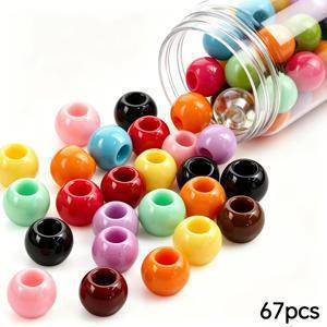 67개 10mm 초대형 구멍 아크릴 비즈 멀티 컬러 모음 솔리드 투명 풀 홀 비즈 미술, 공예 및 재봉 용품 > 비즈 주얼리, 주얼리 용품 > 장식 비즈 수제 커플 팔찌 자동차 장식 팔찌 추가 수제