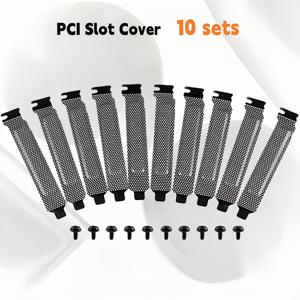 PCI 슬롯 커버 하드 아이언 먼지 필터 블랭킹 플레이트 10개, 나사 포함 컴퓨터 케이스용 통풍구 슬롯 커버