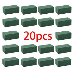 20개 초록색 젖은 플로럴 폼 블록, 15×8×4cm 직사각형 꽃꽂이 벽돌, 절단 가능한 흡수성 플로리스트 폼, 생화, 부케, 테이블 중앙 장식, 결혼식 및 행사 꽃 장식용