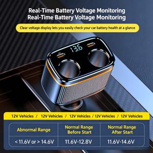 및 애플 기기 겸용 145W 차량용 충전기, 듀얼 USB 포트 충전, 다양한 자동차 모델 및 전자 기기용 플래시 충전, 멀티 포트 차량용 충전기