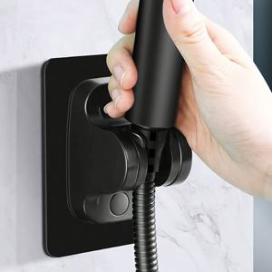 벽에 드릴 없이 설치하는 벽걸이 블랙, 1개 샤워 홀더 드릴 불필요 플러그인 선반 샤워 헤드 호스 마운트 샤워 지지대 받침대