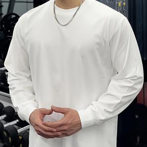 피트니스 긴팔 커프스 라운드넥 남성용 운동용 루즈핏 통기성 좋은 티셔츠 캐주얼 베이스 레이어 러닝 트레이닝 단색 상의