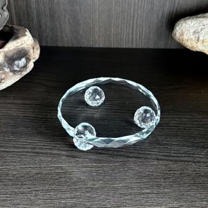 1개, 컷 원형, 팔각 공예품, 행운의 마스코트 주얼리 트레이 다용도 유리 디스플레이 스탠드, 크리스마스 발렌타인데이 양초 장식에 적합, 파티, 홈 데코 등에 적합, 주얼리 트레이