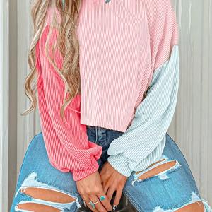 여아용 긴팔 티셔츠 베이스 레이어 봄 가을 신상 스타일리시 대비 색상 패치워크 오프숄더 아동용 학생 탑