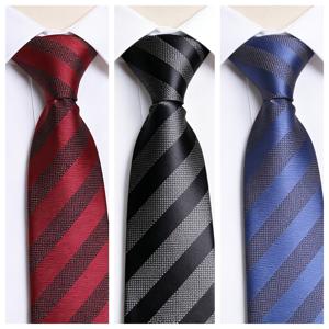 남성용 비즈니스 격자무늬 그라데이션 넥타이 3개 세트, 8cm 노타이 지퍼 스타일, 정장에 필수, 블루/레드/블랙 멀티 컬러 결혼식 및 사무실 전문가용 액세서리 넥타이, 크리스마스 선물