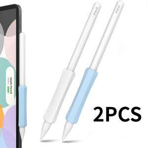 Apple Pencil 2, Apple Pencil Pro, Apple Pencil (USB-C)용 실리콘 그립 2개 | 인체공학적 디자인 보호 케이스 커버 슬리브 | 간편한 세척 | 충격 방지 | 미끄럼 방지 설치 액세서리