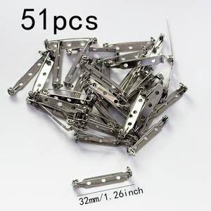 51개 금속 잠금 핀, 안전 잠금 핀, 구멍이 있는 심플 핀 브로치, DIY 수제 브로치 핀 제작용 베이스, DIY 주얼리 제작용 핀 베이스, 스냅 잠금장치