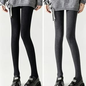 2개 블랙 + 그레이 가을 의상, 입체적인 골지 세로 두꺼운 보풀 방지 보온 스키니 레깅스 여성용, 아우터웨어로 착용 가능