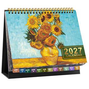 2027년 데스크 캘린더, 월별 계획이 가능한 소형 데스크 캘린더, 스탠딩 플립 데스크탑 캘린더, 가정, 사무실, 학교, 직장용 휴대용 테이블 캘린더, 정리 선물, 일일 스케줄, 새해 및 휴일 선물, 자가 접착 스티커