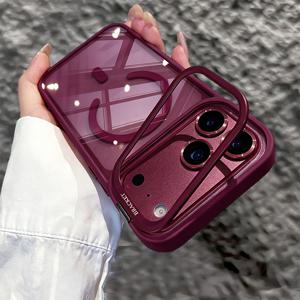 휴대폰 케이스 - 아이폰 18 Pro Max 17 Pro Max Air 16 15 14 13 Pro Max용 자석 투명 폰 케이스, 투명 카메라 킥스탠드 보호 스탠드 홀더 렌즈 커버