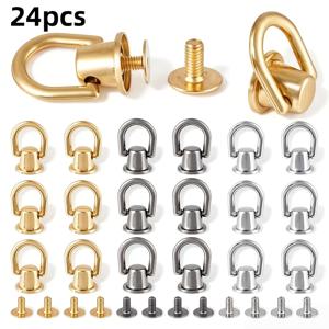 골든, 실버리, 아이언, 혼합 색상 24개(12세트), 크기.5*12mm(0.47*0.81인치). 합금 걸이 걸쇠, 나사식 아일렛 리벳, O링 및 360° 회전 리벳 버튼 포함. 휴대폰 케이스, 가죽 공예, 핸드백, 지갑 장식에 적합. 걸이 걸쇠: 0.81x0.61인치. 나사: 0.31x0.26인치. 지갑 제작, DIY 지갑 제작용