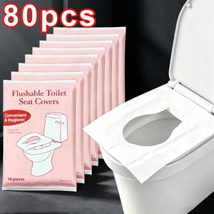 80개 핑크 포장 일회용 화장지, 공공 화장실 필수품, 튀김 방지 화장지, 수용성, 성인용 변기 필수품, 휴대용 포장, 성인 휴대용 - 비행기, 캠핑, 공원