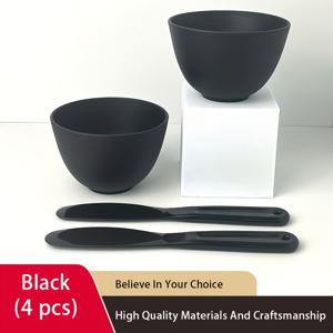 블랙 실리콘 페이셜 마스크 볼 4개 세트, 유연한 페이셜 마스크 혼합 그릇, DIY 스킨케어용, 화장품 용기, 여성 및 여아를 위한 명절 선물