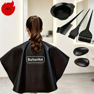 7pcs 전문가용 헤어 염색 도구 세트, 재사용 가능한 헤어 염색 앞치마, 믹싱 볼, 브러쉬, 빗, 귀 패드, 다기능 뷰티 추가품, 헤어 살롱, 스타일리스트 및 가정용으로 적합