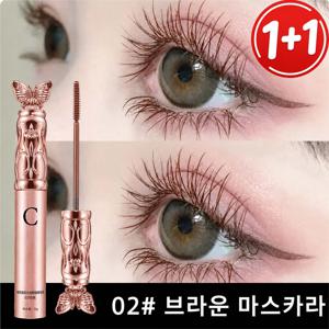 【1PCS/2PCS】나비 디자인 브라운 마스카라 3g 초슬림 브러쉬 롱래쉬 컬링 워터프루프 땀 번짐 방지 뭉침 없이 한올한올 자연스러운 데일리 학생 메이크업 02 브라운
