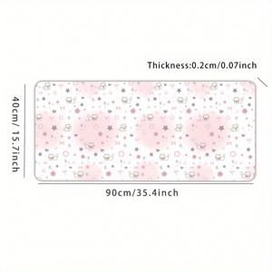 귀여운 핑크 고양이와 별 패턴 마우스 패드 - 미끄럼 방지 고무 데스크 매트, 35.4 x 15.7 인치, 집, 사무실, 및 게임용 부드러운 미적 키보드 및 마우스 패드, 홈 오피스 매트 | 귀여운 고양이 디자인 | 내구성 있는 데스크 매트, 데스크용 마우스 패드