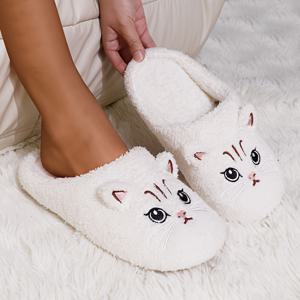 여성 및 남성을 위한 귀여운 만화 고양이 슬리퍼 - 포근한 플러시 슬립온, 미끄럼 방지 밑창, 부드러운 실내/실외 하우스 슈즈, 사계절 내내 편안한 신발 (집 및 휴가용) | 고양이 애호가 선물, 여성 신발