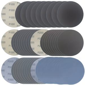5인치/125mm, 10/50개 건습식 벨크로 사포 시트(1000, 1500, 2000, 5000 그릿) 연마재, 랜덤 오비탈 샌더 및 자동차 금속 연마 및 그라인딩용
