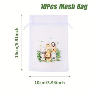 10개입, 파티 끈 가방, 정글 동물 끈 선물 가방, 10*15cm, 사자 하마 호랑이 패턴 선물 가방, 선물 포장 가방, 정글 동물 테마 파티 데코, 생일 파티 용품, 정글 사파리 파티 데코, 베이비 샤워 파티 데코, 파티 선물,선물 포장,축제 디자인,테마 파티 용품,가벼운 포장,장식용 파우치,이벤트 플래너