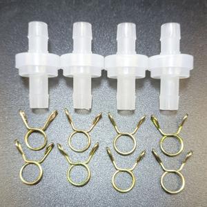 12개 공압 호스 피팅 체크 밸브 세트 - 체크 밸브 4개 + 미끄럼 방지 호스 클램프 8개 포함. 8mm 내경 호스 / 수족관 / 어항 / 공압 역류 방지 밸브용