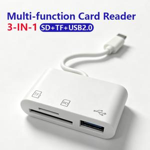 듀얼 슬롯 USB-C OTG 카드 리더기 라이터, SD/TF 카드용, 드라이버 불필요 휴대용 어댑터, SD/TF 변환기, 스마트폰, 노트북, 태블릿, 카메라, USB-C 장치 및 PC 파일 전송과 호환