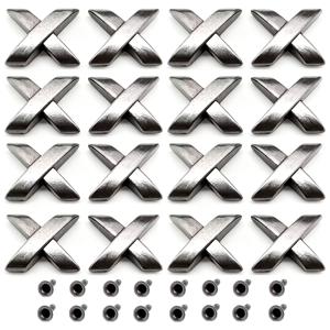 레트로 실버 리벳 16세트, 16개 대형 XX 스타드 + 16개 마운팅 피트, (13mm*14mm) 합금 가방 벨트 공예 액세서리 장식