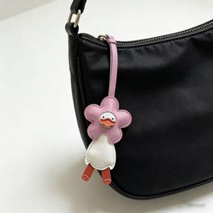 귀여운 오리 모양 PU 가죽 키체인 & 가방 - 휴대폰 체인이 달린 리필 오리 펜던트, 애완동물 애호가 여성 & 숙녀를 위한 차량 액세서리, 데이 선물
